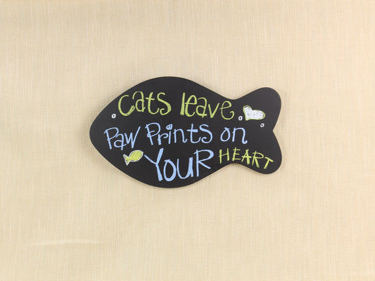 Wood Cat Chalk Plaque